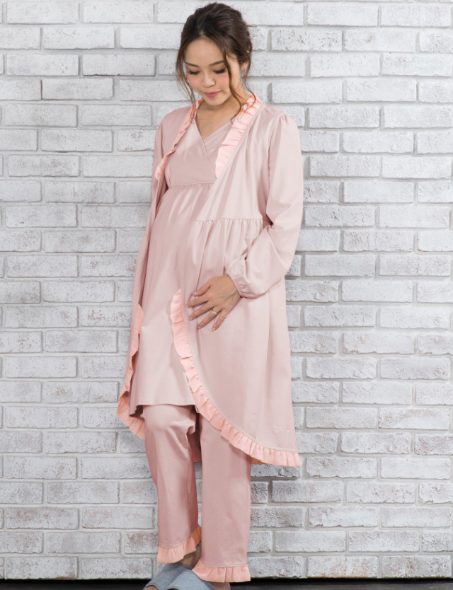シフォンフリルナイティ ガウン付き3点セット マタニティパジャマ | スウィートマミー本店 シフォンフリルナイティ ガウン付き3点セット マタニティパジャマ | スウィートマミー本店