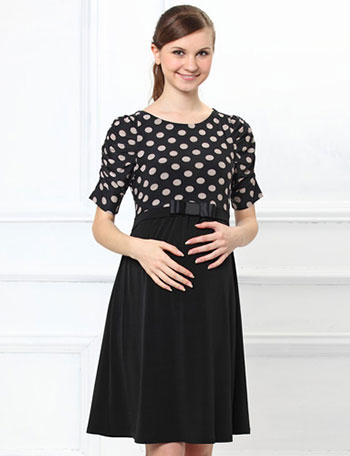 【訳ありアウトレット】フォーマル ドット切り替え授乳ワンピース so1237　授乳服マタニティ