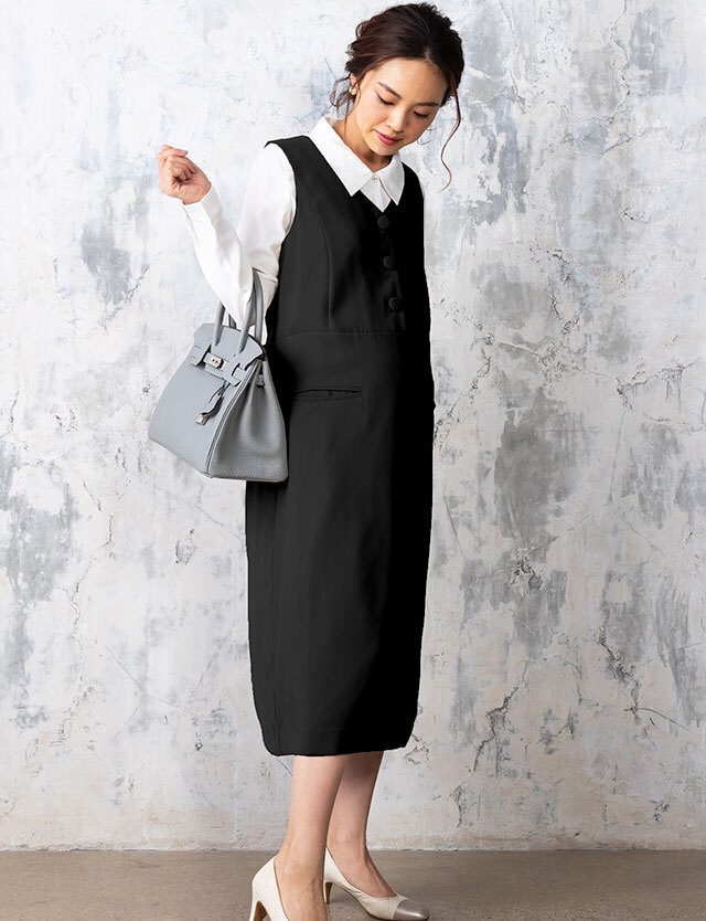 【アウトレット】ノースリーブ オフィスワンピース 授乳服マタニティウェア 事務服