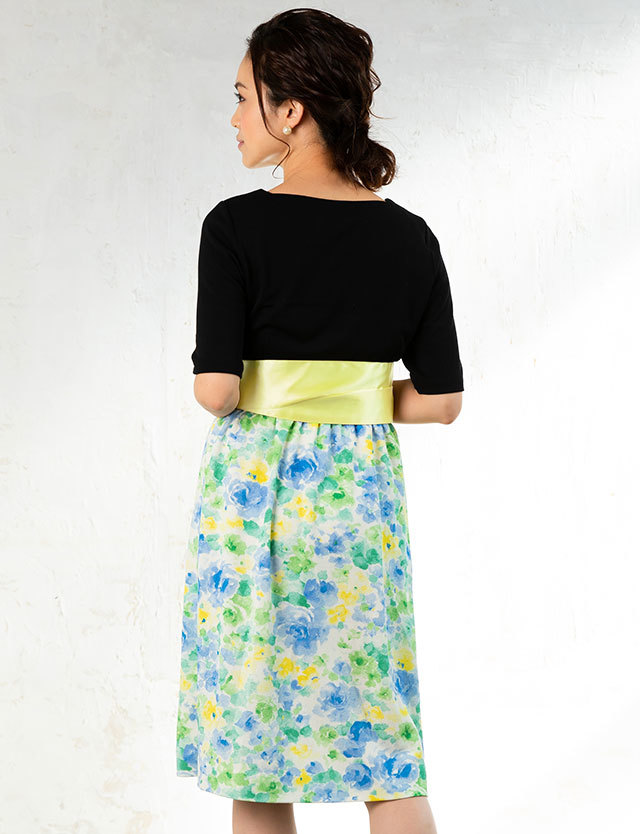 花柄ちりめん3ピース授乳ワンピース ショート丈授乳トップス キャミワンピとベルトの3点セット 授乳服マタニティウェア