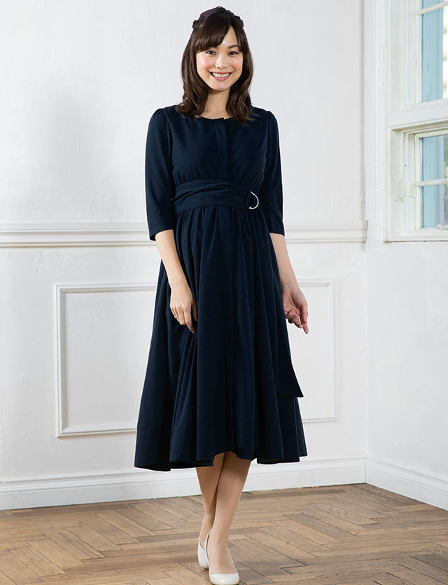 カットジョーゼットフレアワンピース ペチコート付き 授乳服マタニティウェア