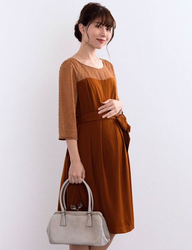 ドビーシフォンコンビワンピース マタニティ 授乳服 産後も使える【ご試着可】