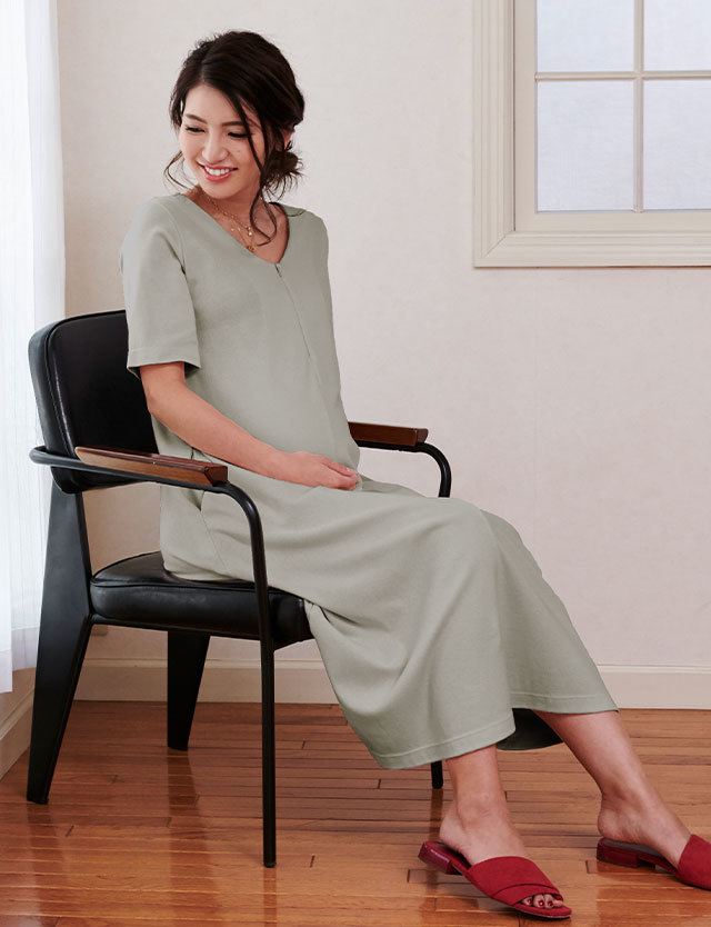 シンプルワンマイルワンピース マタニティパジャマ 産前産後兼用