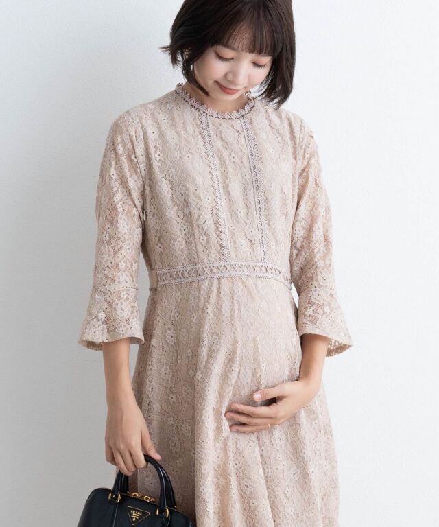アンティークレースマタニティドレス マタニティ 授乳服 産後も使える
