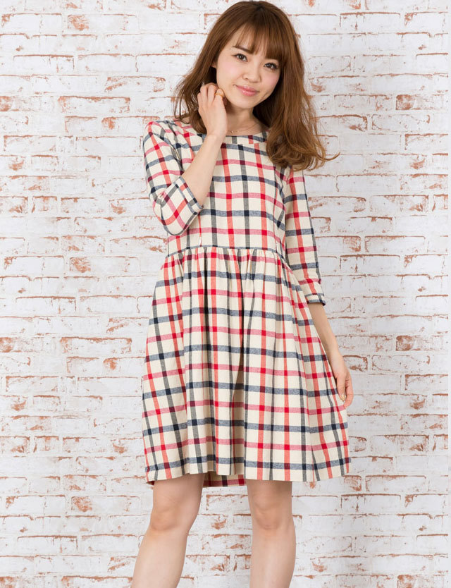 Familiar チェック柄 マタニティドレス 2点セット 古着　レトロ 授乳服マタニティ ほっこりネル素材 タータンチェック柄 授乳ワンピース