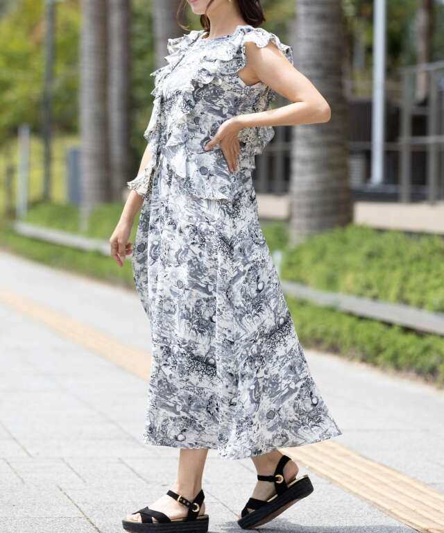 ワンピース スウィートマミー スタンドカラー清涼マーメイドワンピース マタニティ 授乳服