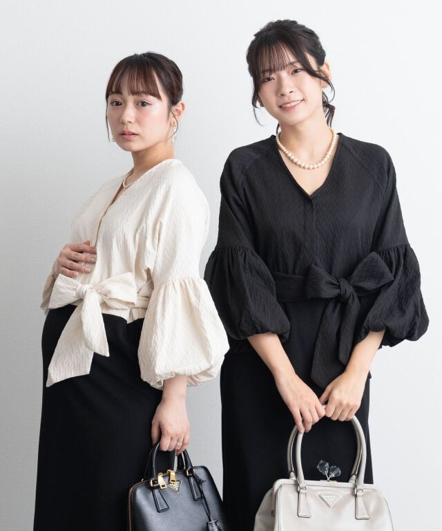 バルーンスリーブドッキングワンピース 授乳服マタニティウェア 産前