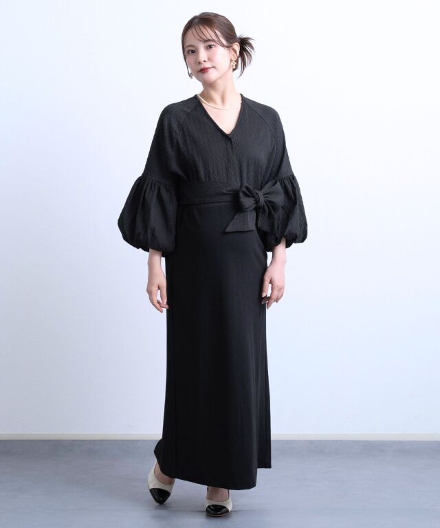バルーンスリーブドッキングワンピース 授乳服マタニティウェア 産前
