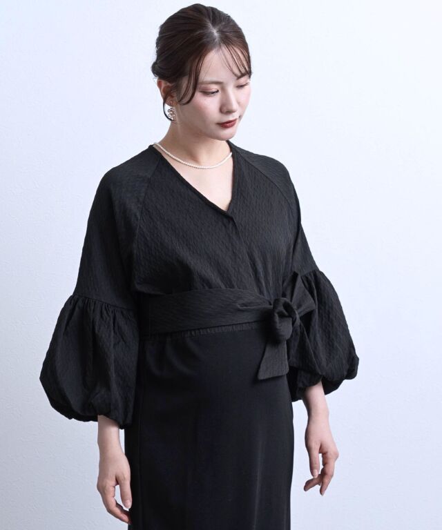 バルーンスリーブドッキングワンピース 授乳服マタニティウェア 産前