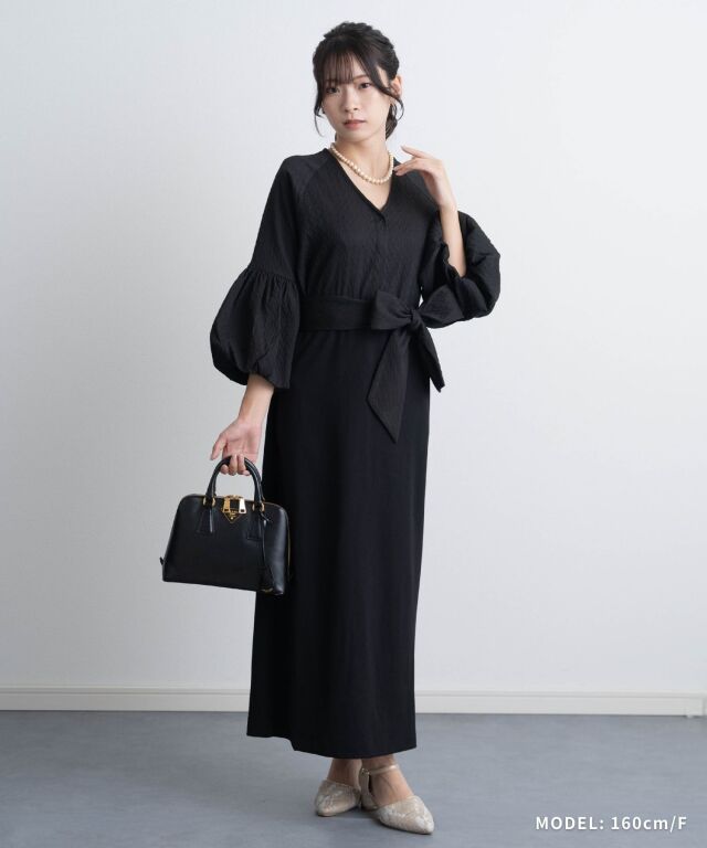 バルーンスリーブドッキングワンピース 授乳服マタニティウェア 産前