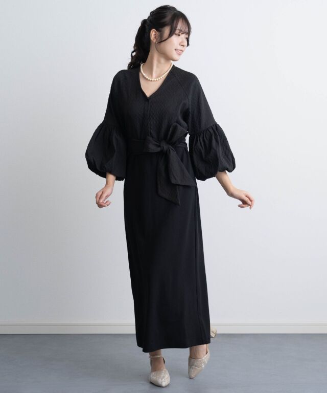 バルーンスリーブドッキングワンピース 授乳服マタニティウェア 産前