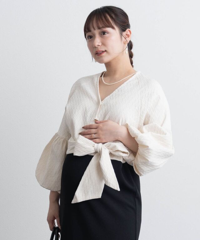 バルーンスリーブドッキングワンピース 授乳服マタニティウェア 産前