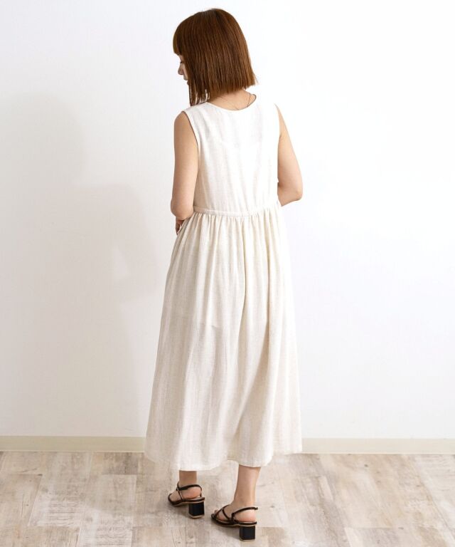 ナチュラルリネン カシュクールワンピース マタニティ 授乳服 産後も