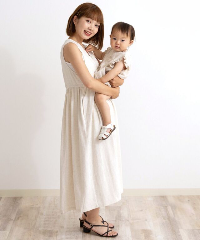 ナチュラルリネン カシュクールワンピース マタニティ 授乳服 産後も