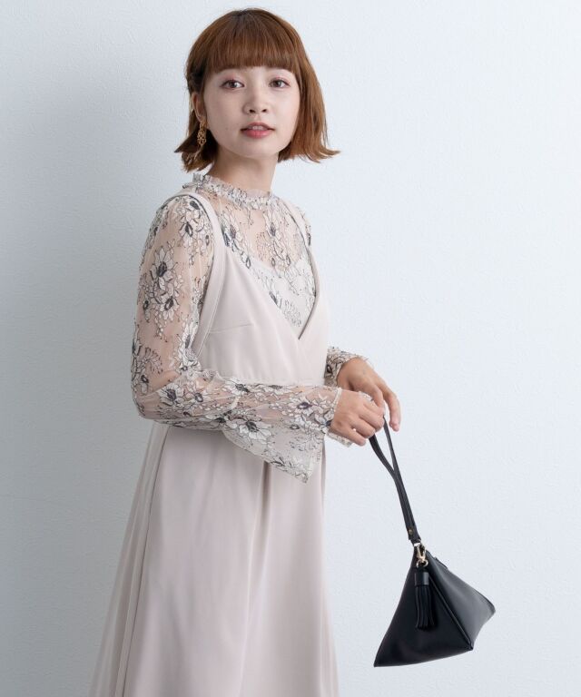 上品とろみ素材 カシュクールキャミワンピース マタニティ 授乳服 産後