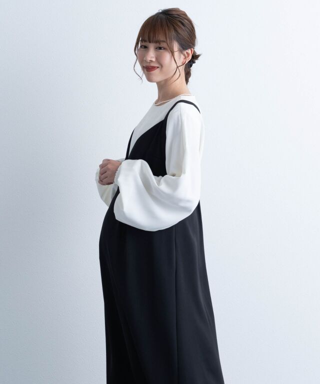 上品とろみ素材 カシュクールキャミワンピース マタニティ 授乳