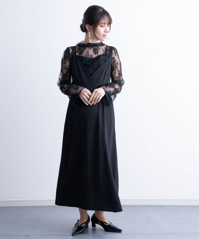 カシュクールキャミワンピース＋レーストップスセット マタニティ 授乳