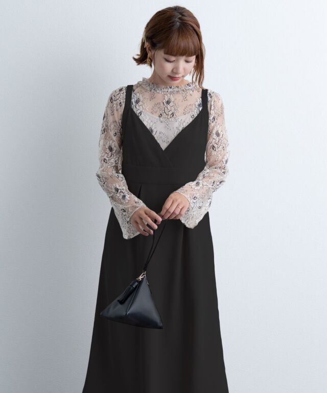 カシュクールキャミワンピース＋レーストップスセット マタニティ 授乳