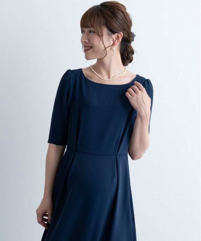 配色ベルト付きフォーマルワンピース マタニティ 授乳服 産後も使える