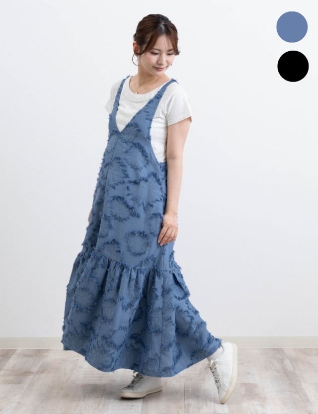 【2点まとめ買い】フリンジジャンパードレス マタニティワンピース ジャンパースカート マタニティ 授乳服 産後も使える