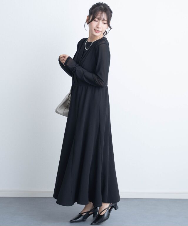 2WAY リボン付き フォーマルワンピース マタニティ 授乳服 産後も