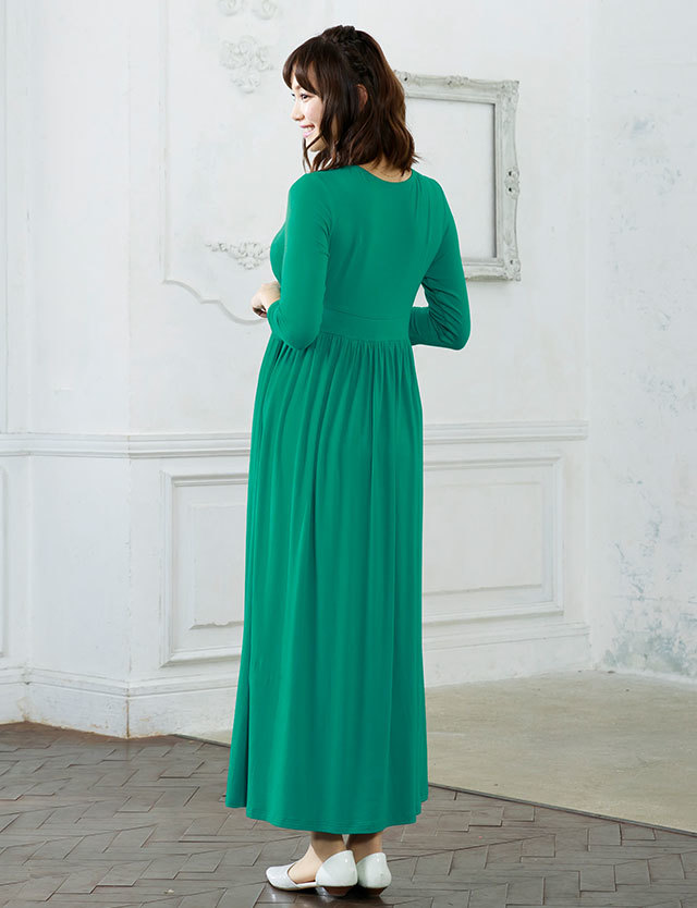 授乳服マタニティウェア タイトフォルム マキシ丈ワンピース グレース