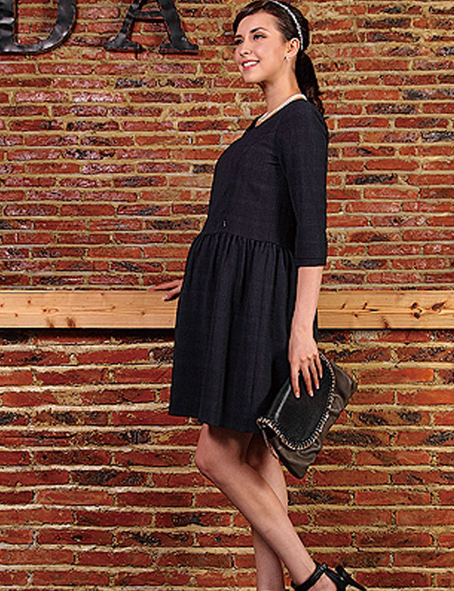 授乳服マタニティ グレンチェック 7分袖 授乳ワンピース 長袖 スウィートマミー本店