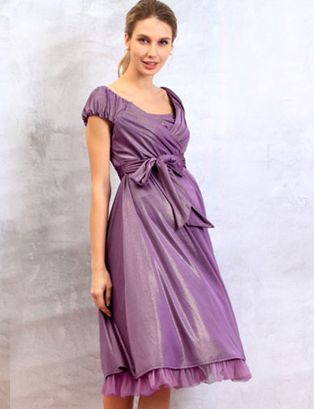 【訳ありアウトレット】オーロラ チュールフリル ワンピース ロング丈　授乳服マタニティ 