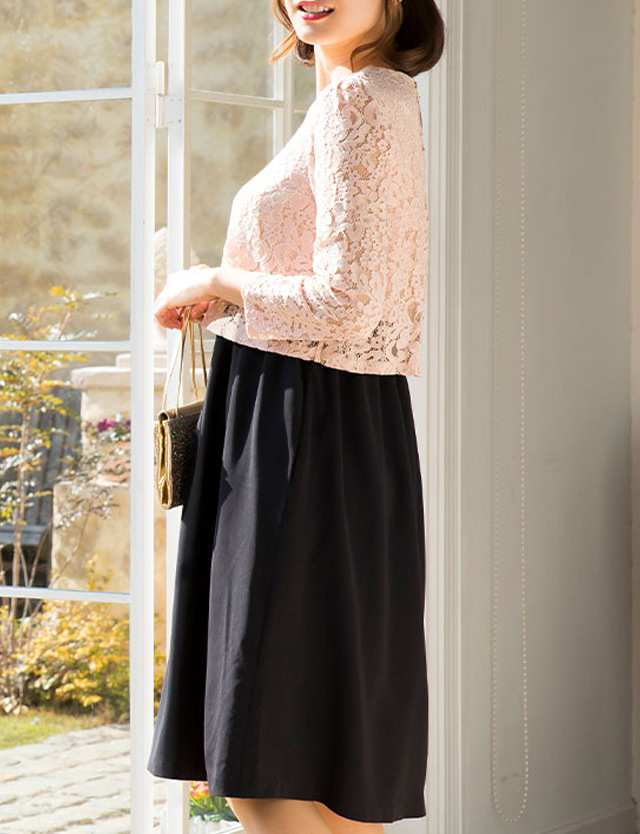 授乳服マタニティウェア 麗しのコンサバレースワンピース