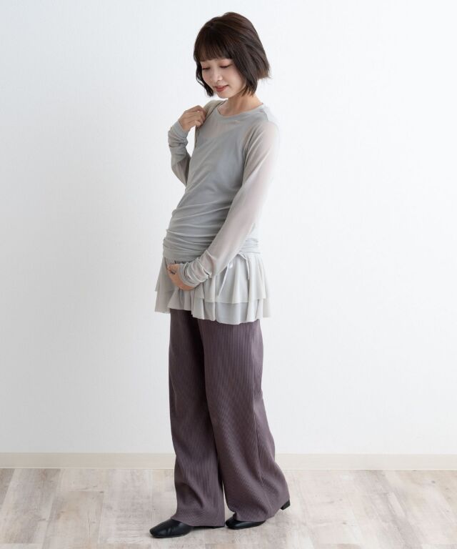 フリーカットOKマタニティリブパンツ マタニティ 産後も使える 通年用