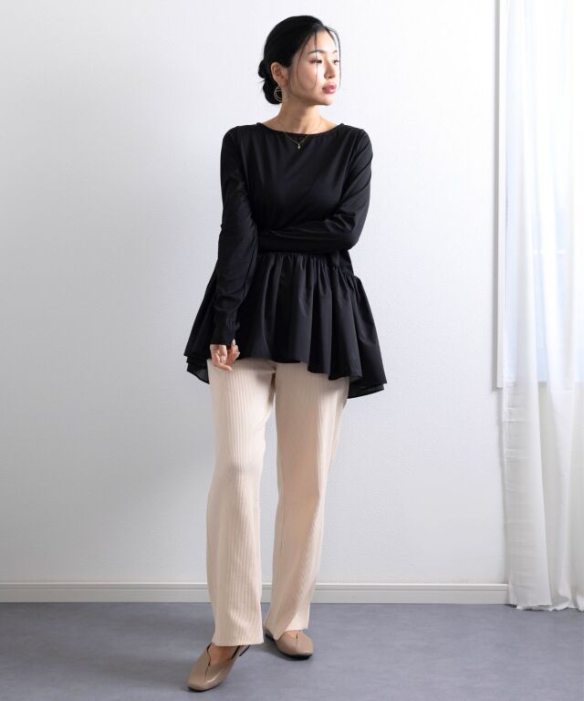 フリーカットOKマタニティリブパンツ マタニティ 産後も使える 通年用