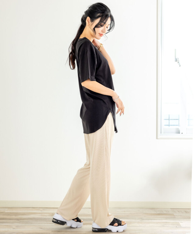 接触冷感フリーカットマタニティリブパンツ マタニティ 産後も使える