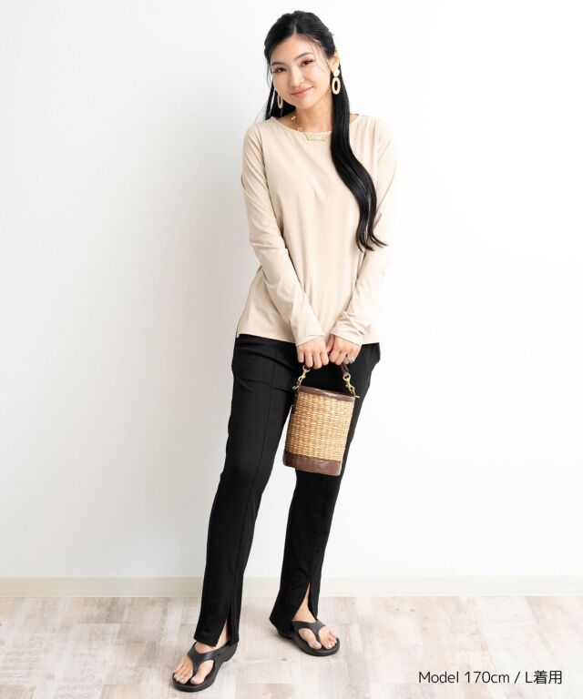 UVカット ラッシュガード長袖Tシャツ×センタースリットゆるフィット