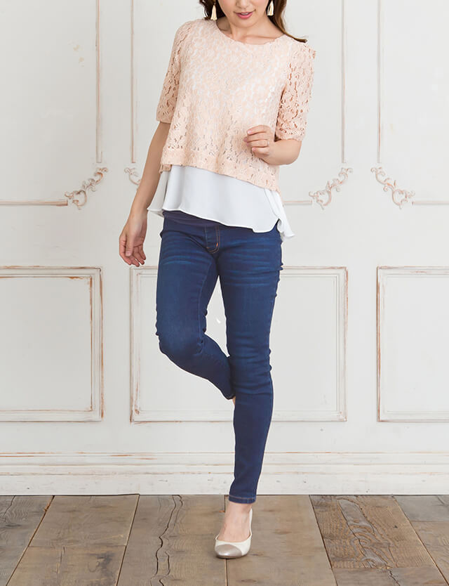 マタニティウェア スーパーストレッチ デニムスキニーパンツ マタニティデニム 産前差後兼用 スウィートマミー本店