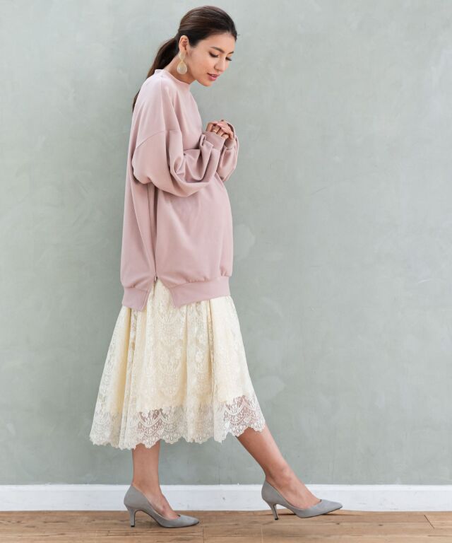 気品漂う 総レースロングスカート マタニティボトムス| マタニティ