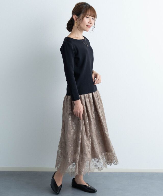 気品漂う 総レースロングスカート マタニティボトムス| マタニティ