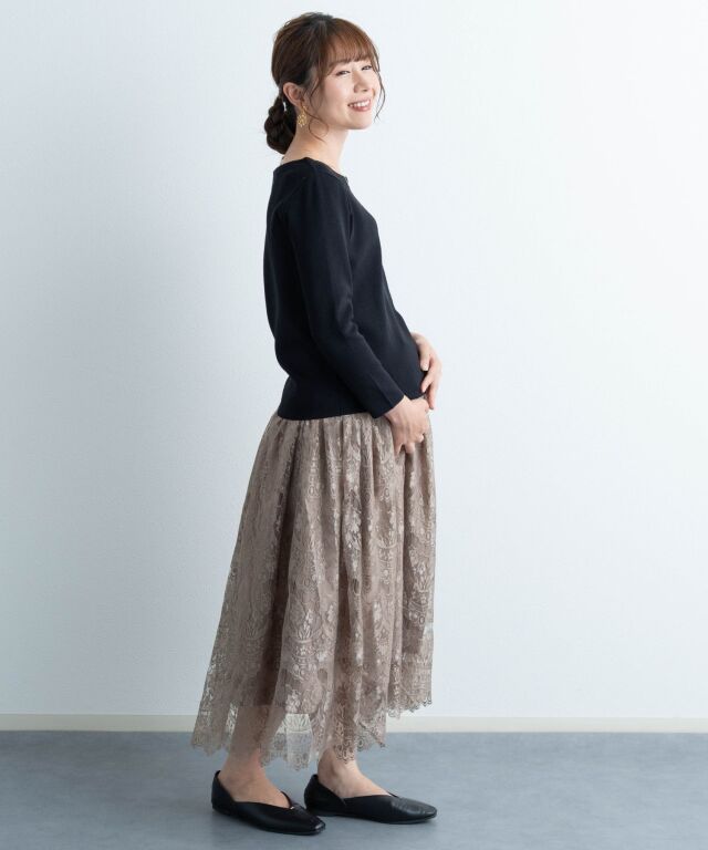 気品漂う 総レースロングスカート マタニティボトムス| マタニティ