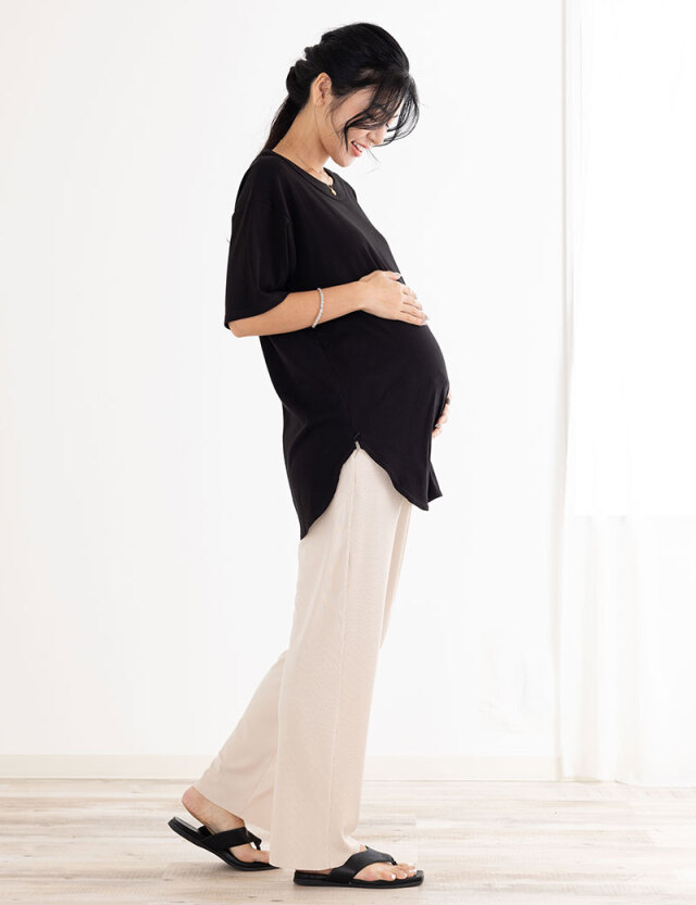 ラウンドスリットBIGTシャツ マタニティウェア 授乳服 産後も使える ラウンドスリットBIGTシャツ マタニティウェア 授乳服 産後も使える