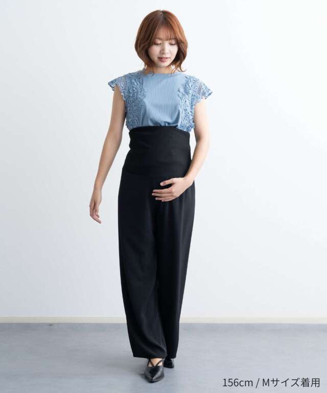 レース袖接触冷感トップス マタニティ 授乳服 産後も使える