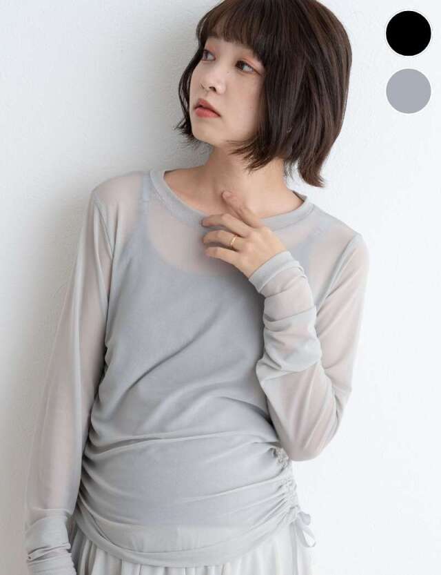 シャーリングシアートップス マタニティ 授乳服 産後も使える [M便 6/6] 【メール便可】