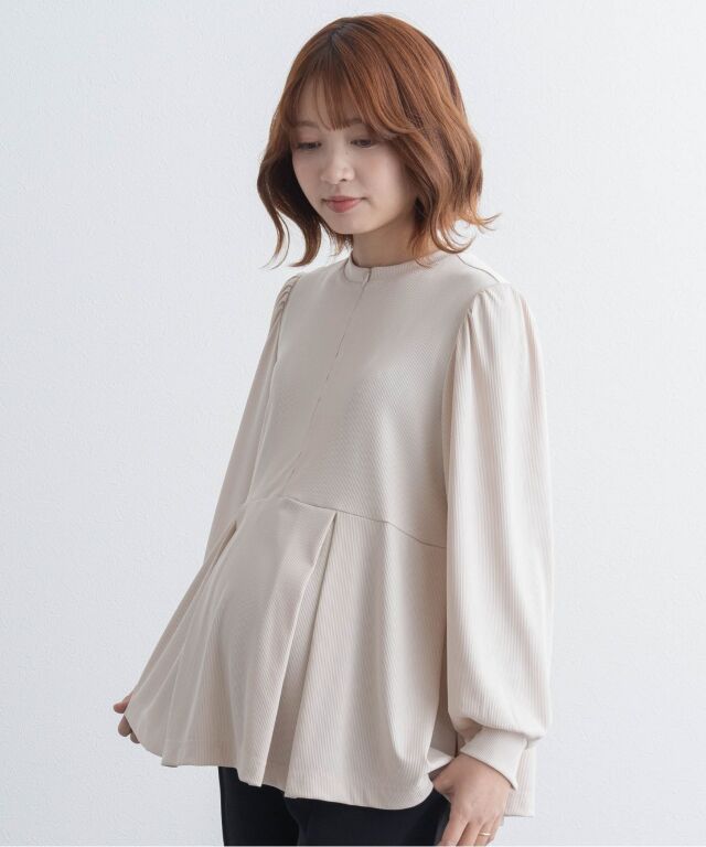フロントジップ ペプラムトップス マタニティ 授乳服 産後も使える