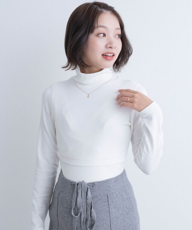 授乳タートルネック トップス 裏起毛| マタニティウェア・授乳服の