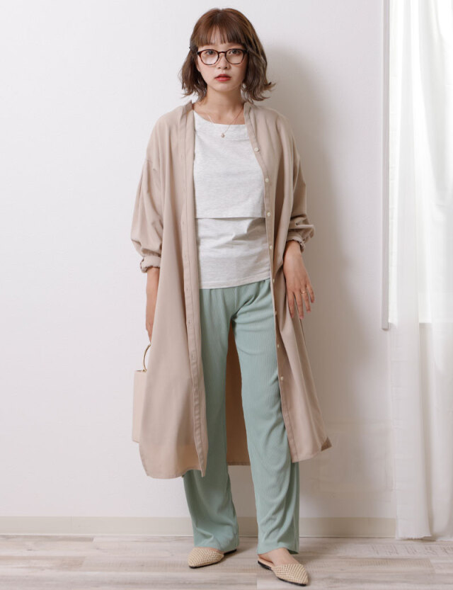 すっきりネックライン 授乳Tシャツ 8分袖・半袖 マタニティ 授乳服