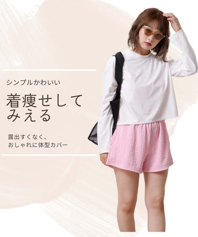 ラッシュガードつき リップル 水着 4点セット | マタニティウェア