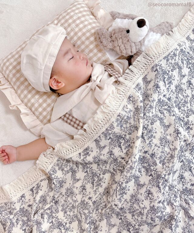 ダブルガーゼ ベビーおくるみ 大判 フリンジ付きガーゼケット コットン