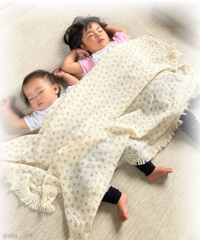 ダブルガーゼ ベビーおくるみ 大判 フリンジ付きガーゼケット