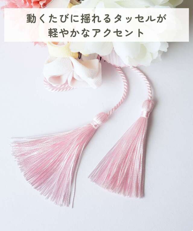 つまみ細工 ヘアコーム＆タッセルピン＆つまみ細工ピン 3点セット