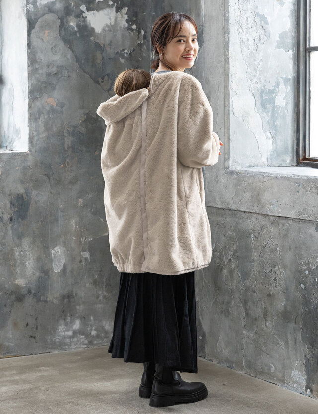 抱っこ・おんぶ対応！6wayリバーシブルファーママコート ダッカー付き