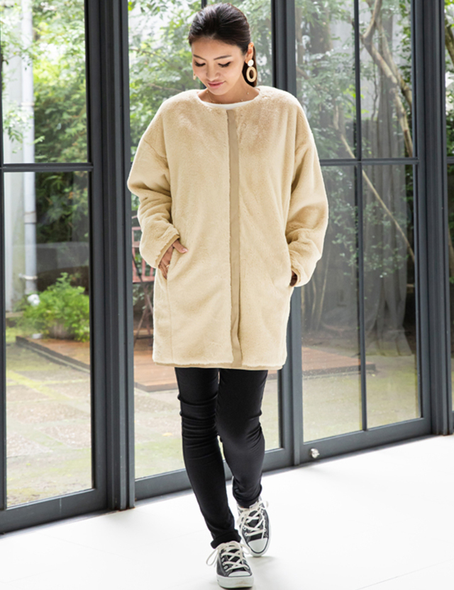 抱っこ・おんぶ対応！6wayリバーシブルファーママコート ダッカー付き  