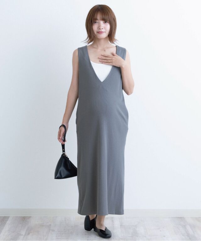 タートルネックポンチョ＆Vネックジャンパースカート2点セット 授乳服